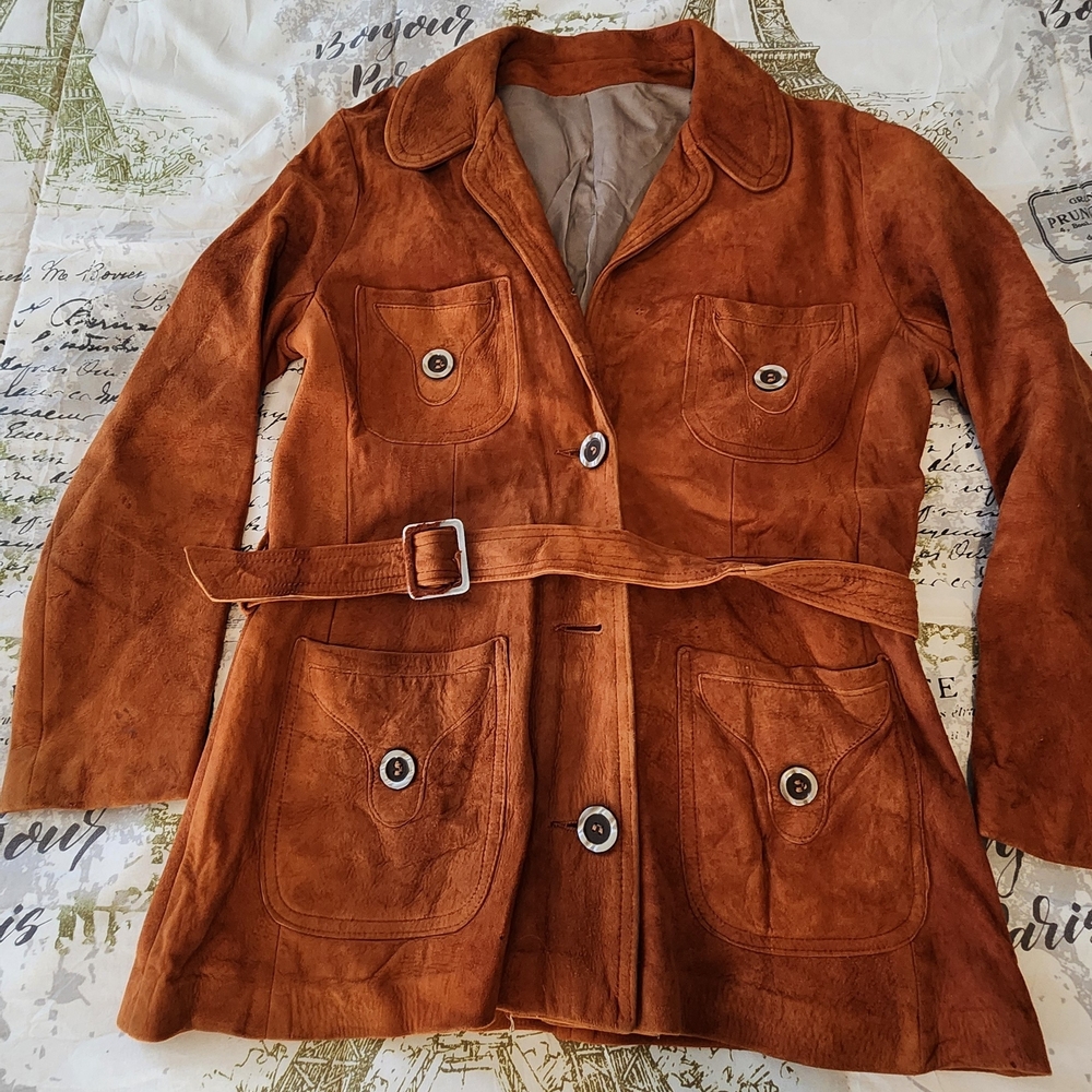 Vintage 70's Belted  Suede Leather Jacket